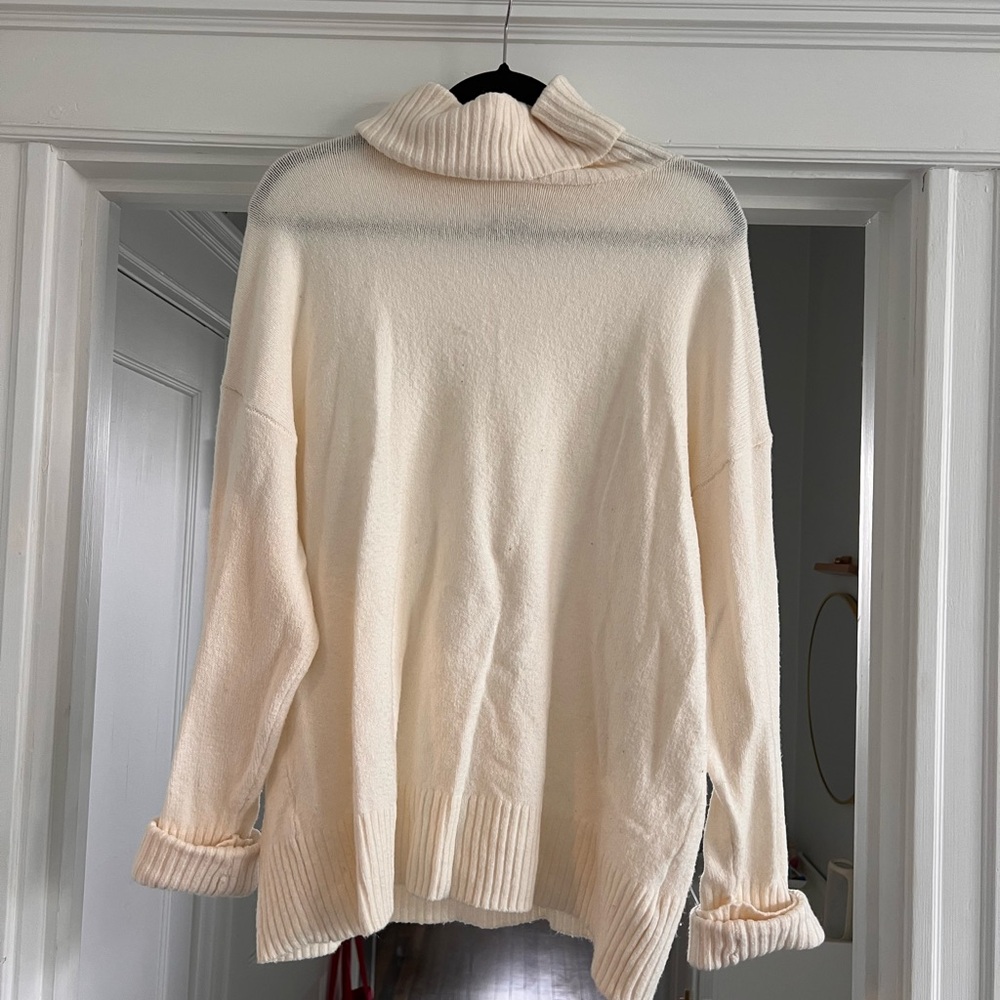 Slouchy Mock-Neck Tunic Sweater Size L